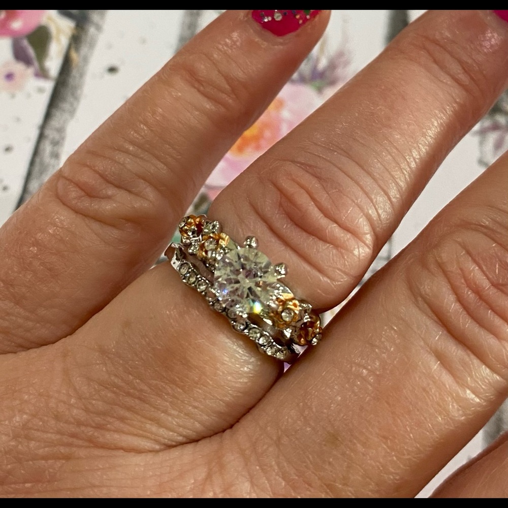NEW 2-Piece Diamond Ring Set-Size 8